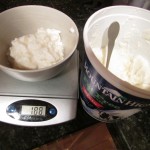 100 calories of Fat Free Plain Yogurt weighed out