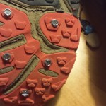 Spiked running shoes: ball of foot detail