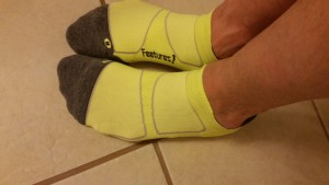 Feetures Max Cushion Elite Tabbed Running Socks on my feet